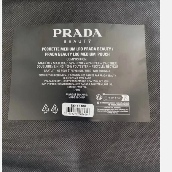 Prada Luna Rossa Ocean Pouch Charcoal Black Travel Toiletry Bag & Dust Bag NEW - Picture 7 of 7